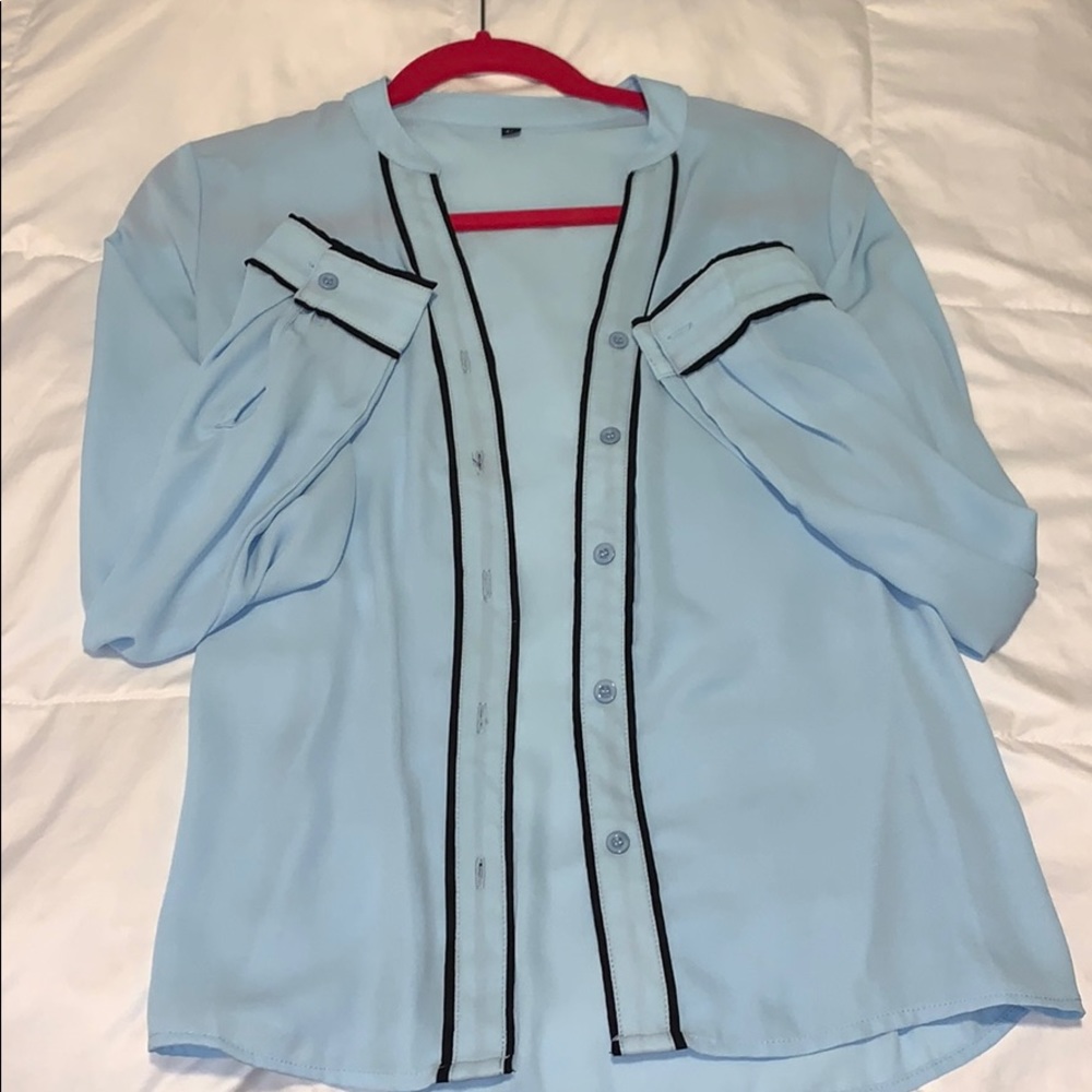 Blue sheer blouse